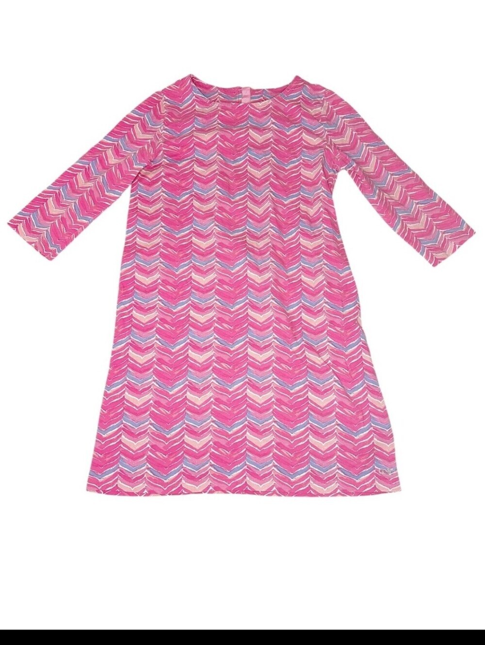 Vineyard Vines Girls Watercolor Whale Tail Tunic Dress In Pink And Blue Chevron